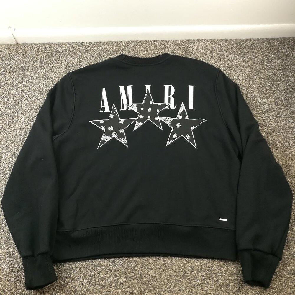 Amiri Sweatshirt Bandana Stars Crewneck Paisley Black Oversized Mens Medium